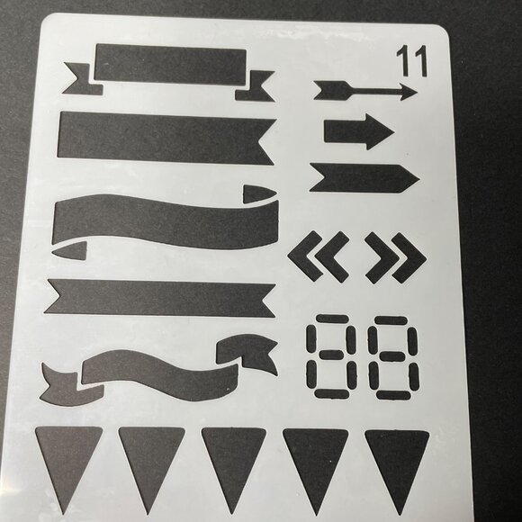 Reusable Art Planner Stencil Banners Flags Speech Bubble Arrow Perpetual mq Numb - Picture 2 of 3